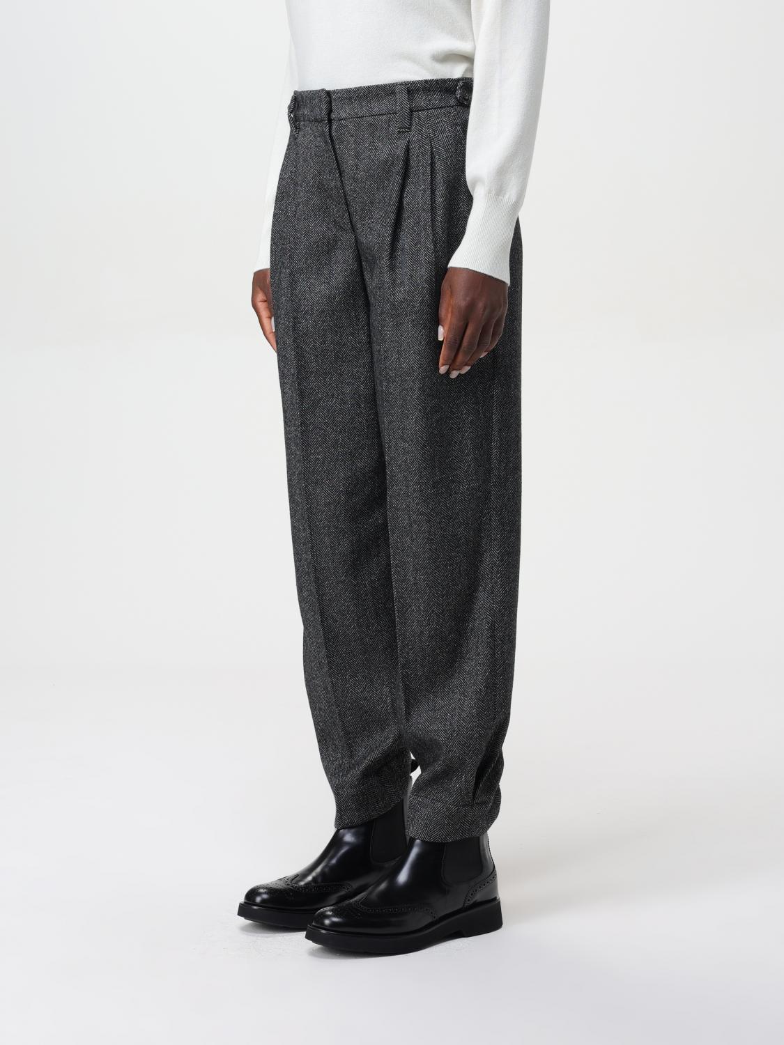Herringbone-pattern tailored trousers - Grey