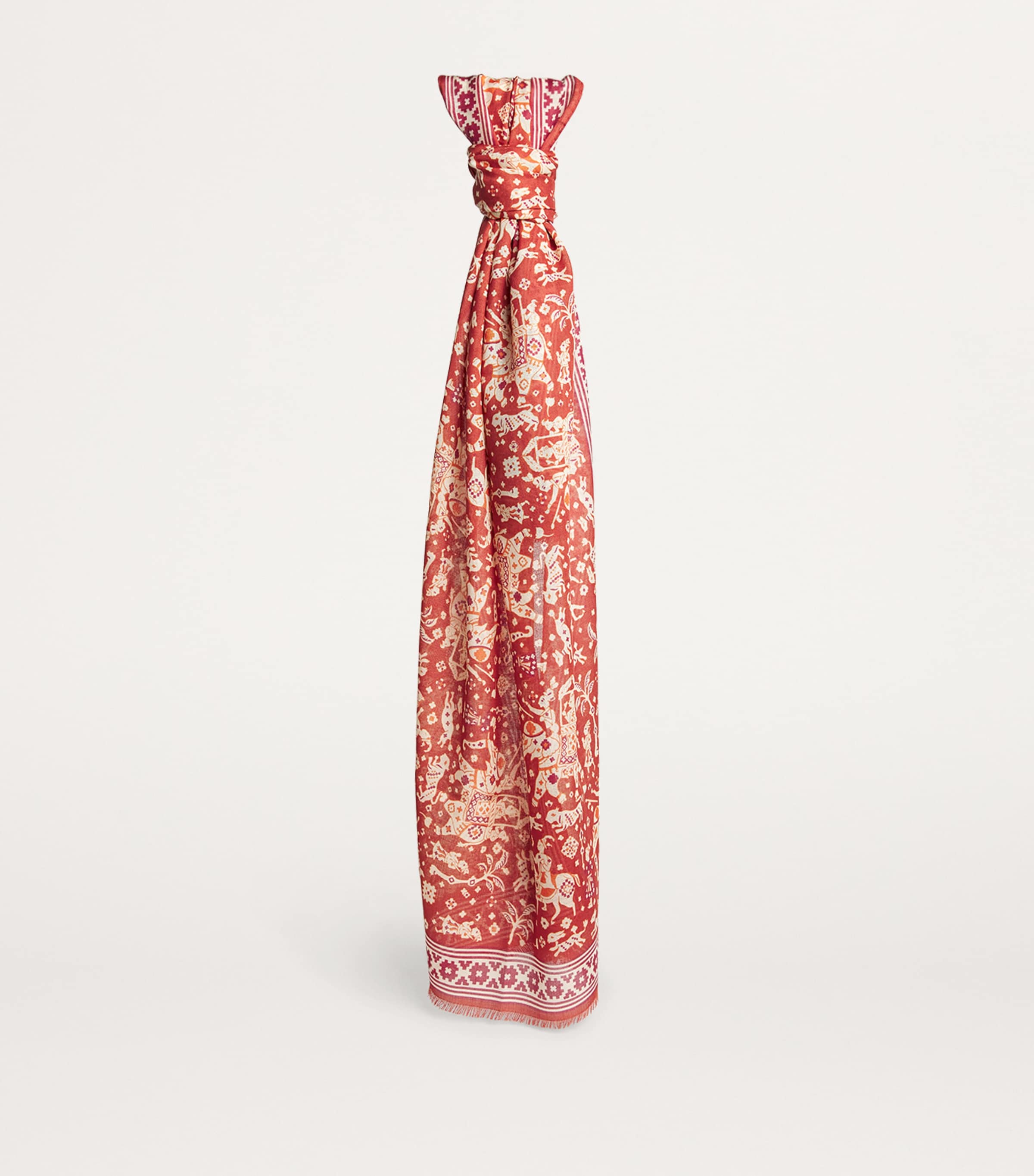 Wool-Silk Elephant Print Scarf