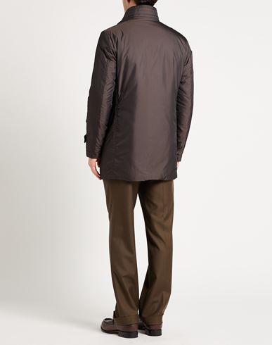 Man Coat Dark brown Size 38 Polyamide, Polyurethane
