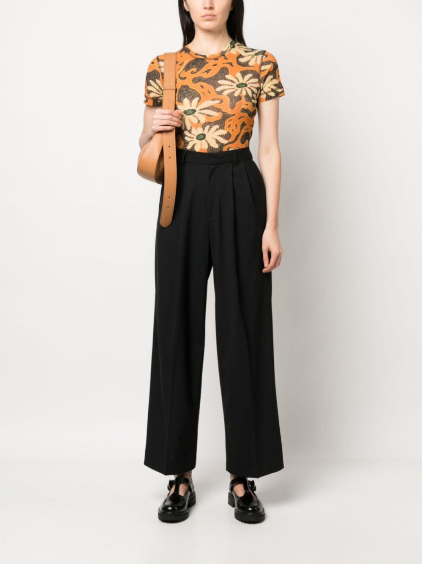 Black Wide leg wool trousers