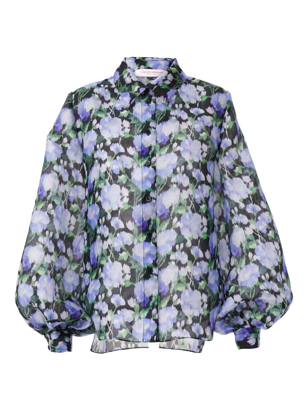 Peony-print shirt - Blue