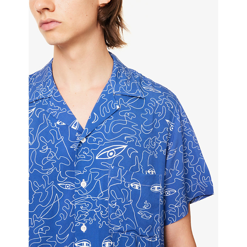 Arrels Barcelona 남성 Mens Blue Summer Spirits Juliana Graphic-print Woven Shirt XL 75521876