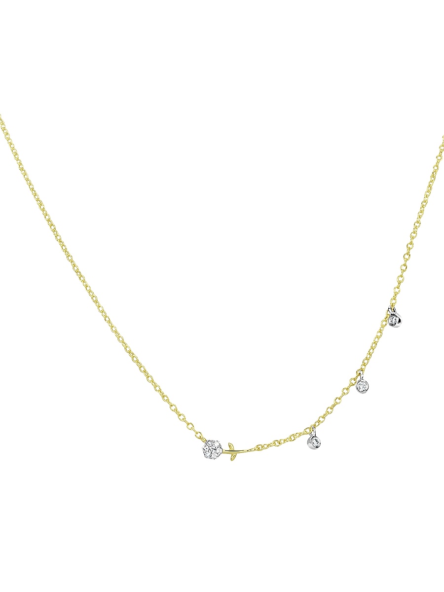 Women's Mini 14K Yellow Gold & .06 TCW Flower Necklace - Yellow Gold