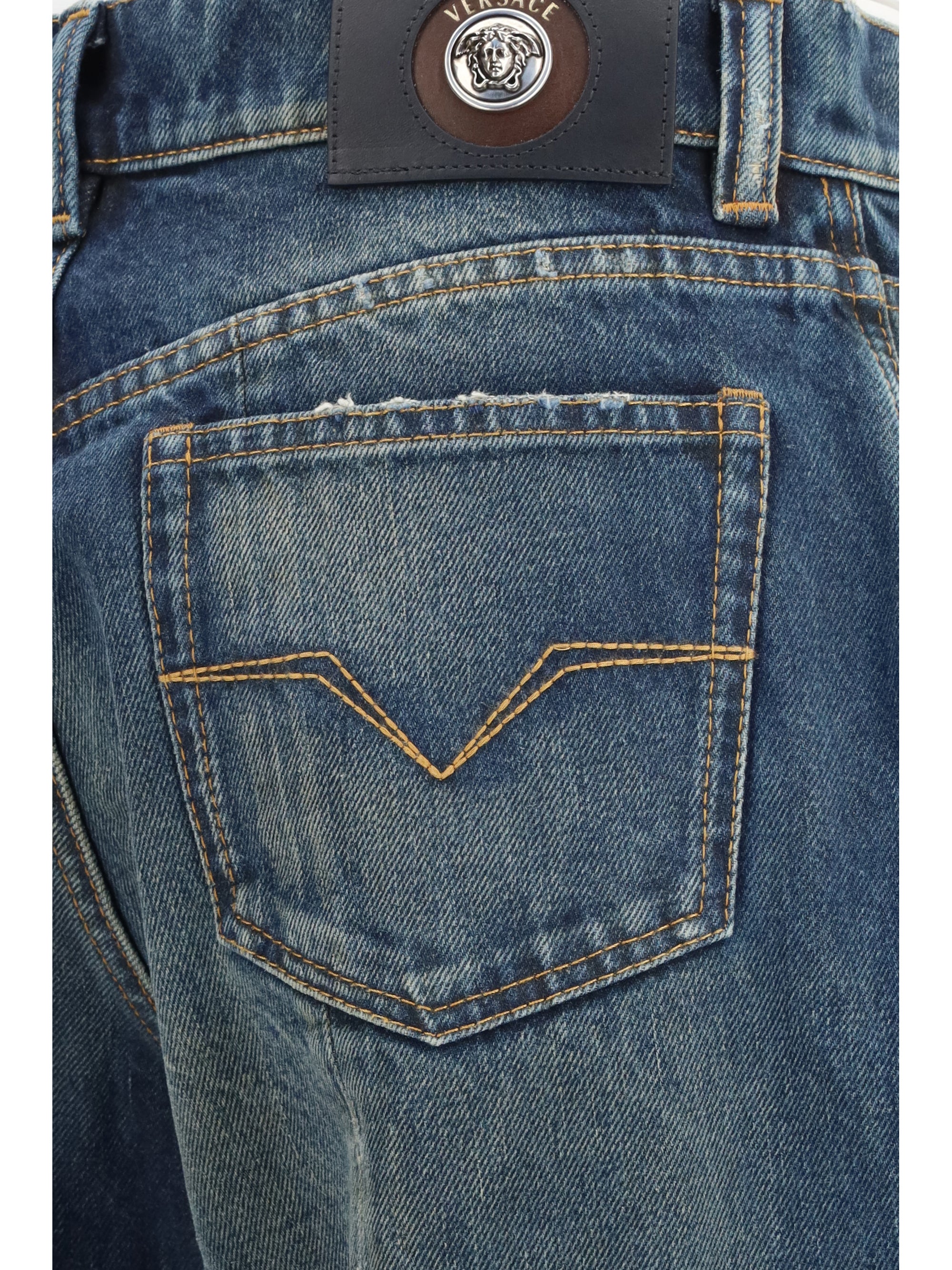 Distressed Stonewash Denim Jeans — Blue