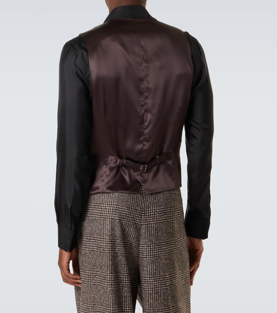 Checked single-breasted vest