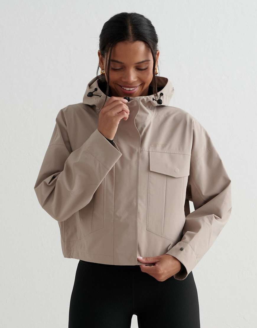 Dark clay waterproof jacket in beige-Neutral