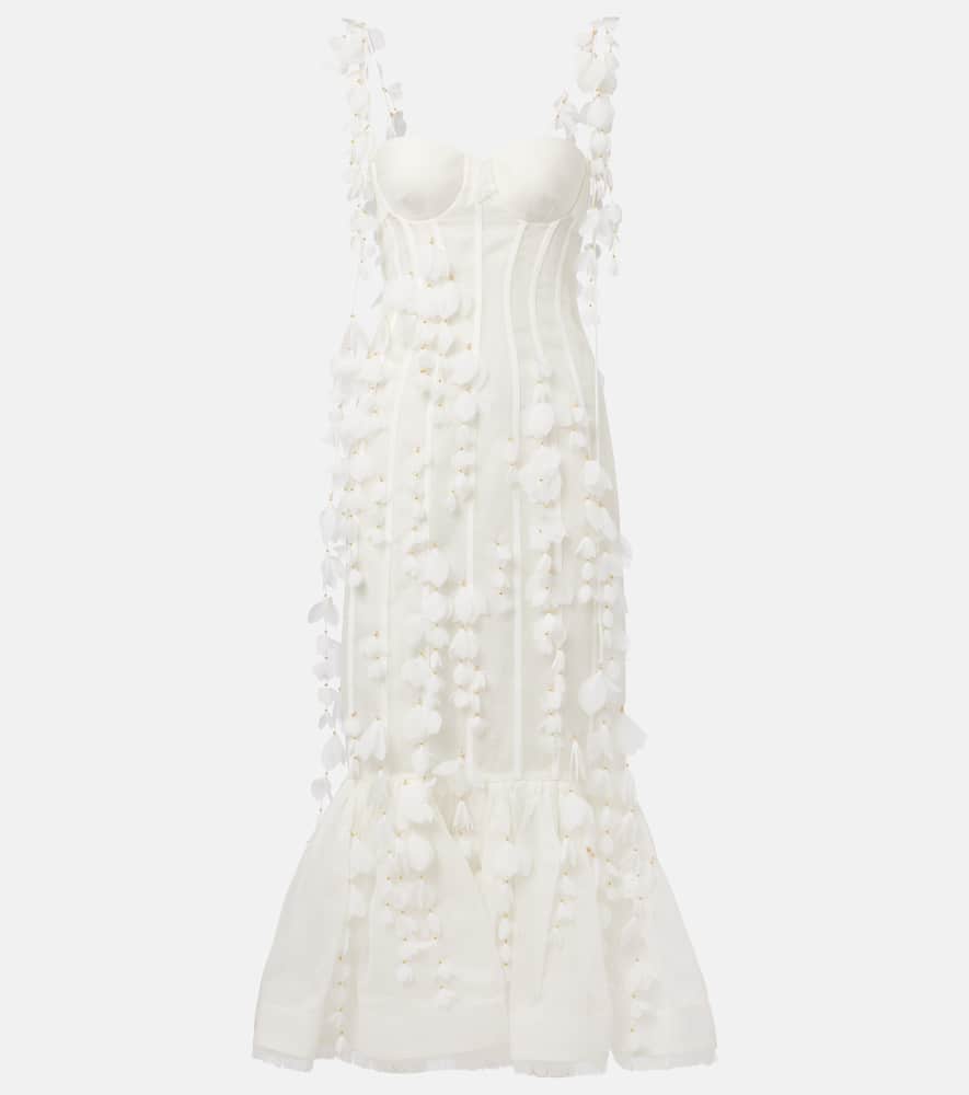 Dawning linen and silk midi dress