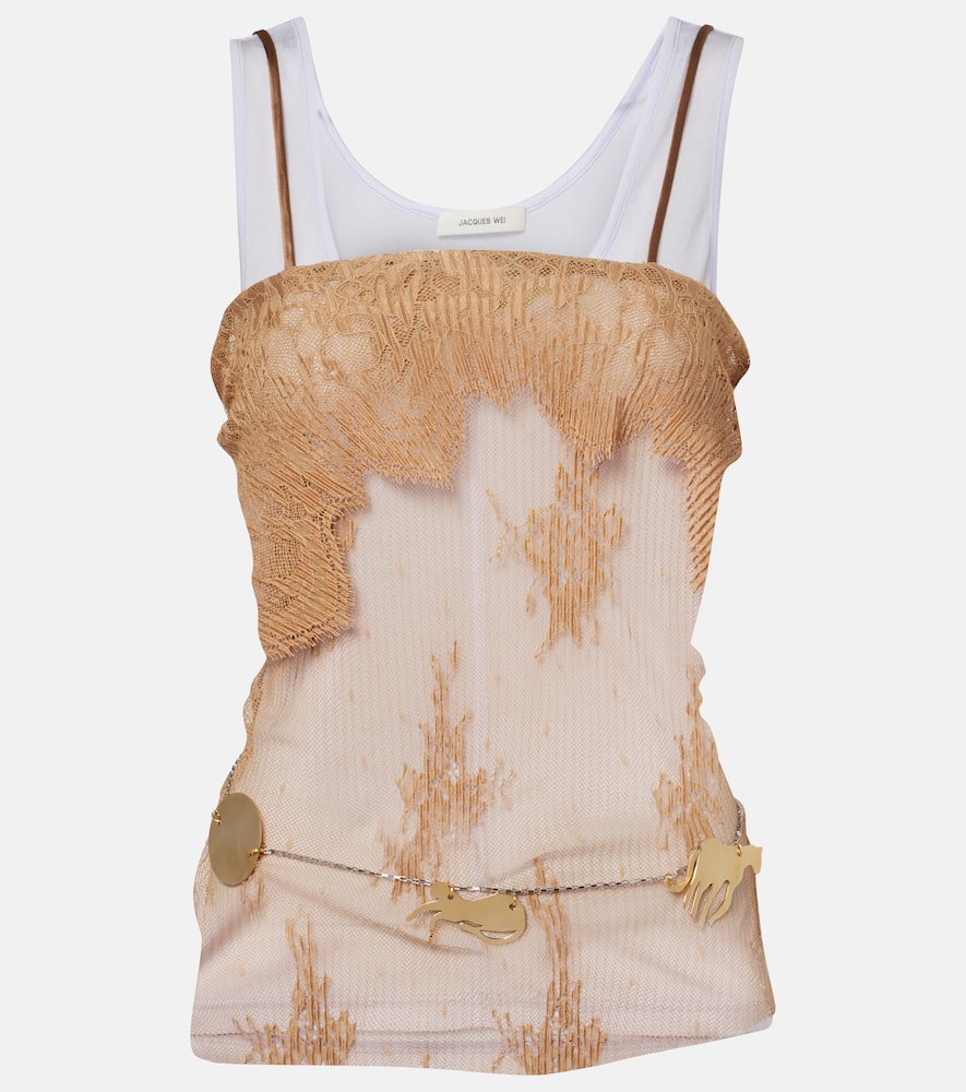 Layered jersey and lace top
