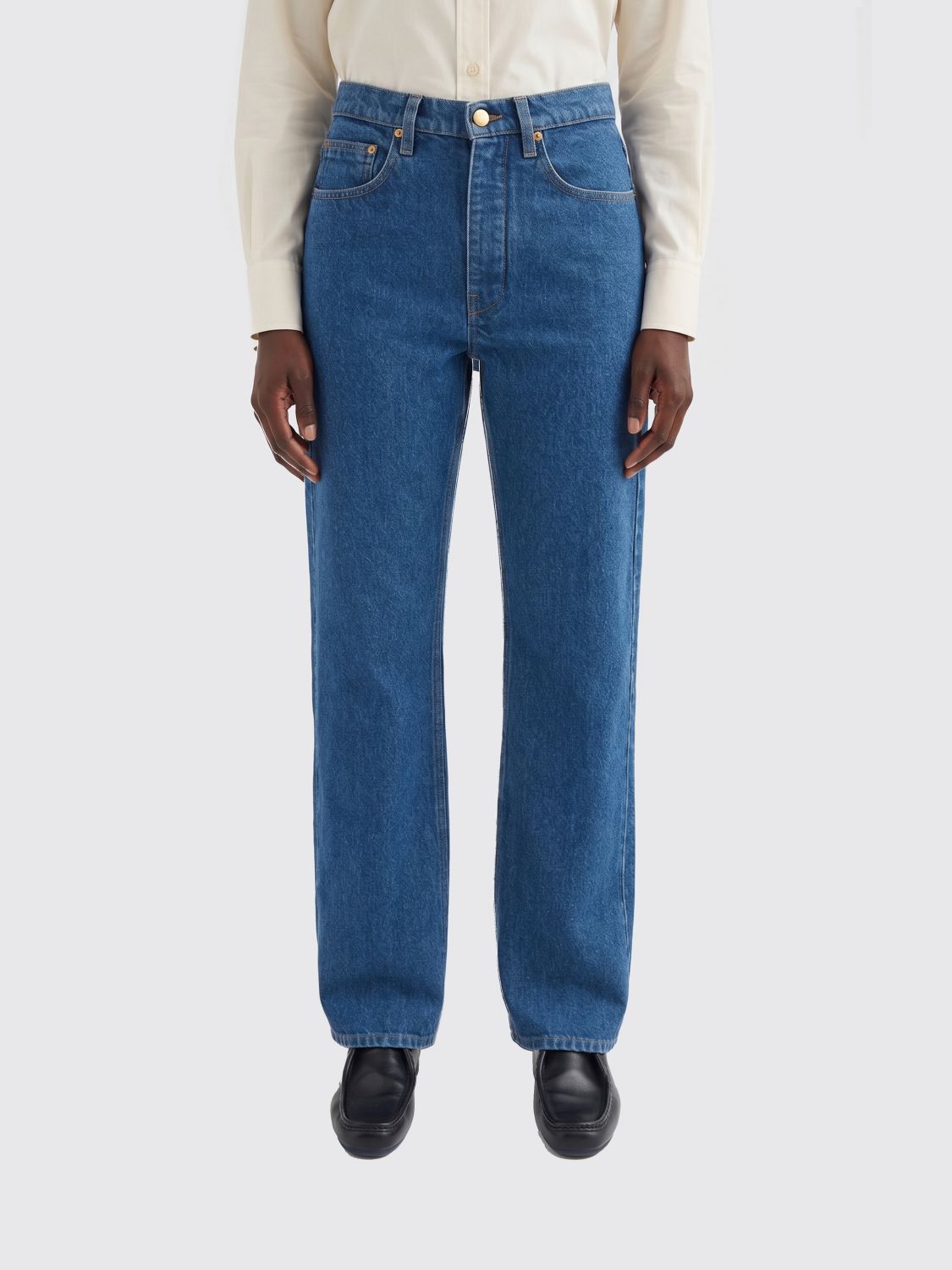 High Rise Straight Jeans in Medium Denim