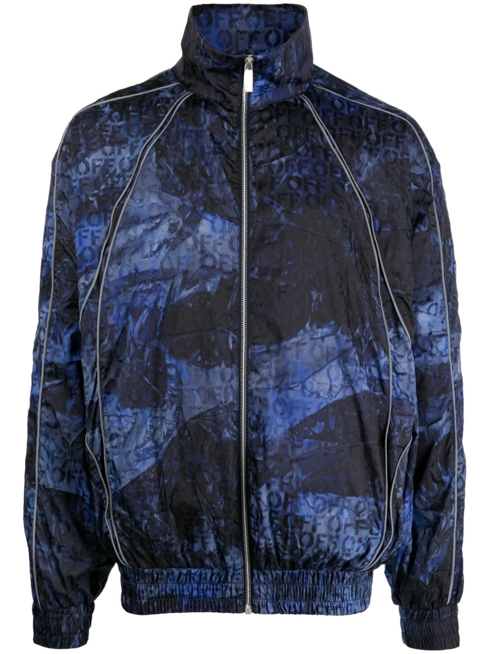 Off White Crinkled Zip-up Windbreaker Jacket