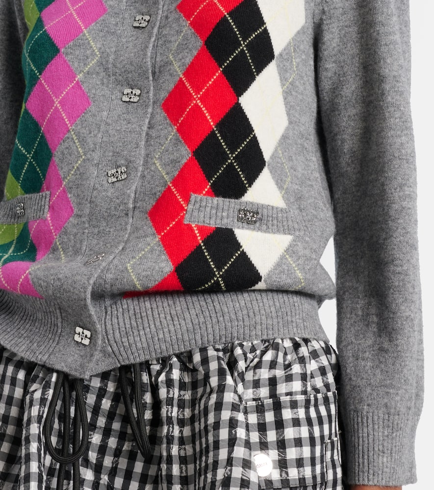 Ganni Argyle wool and cashmere cardigan