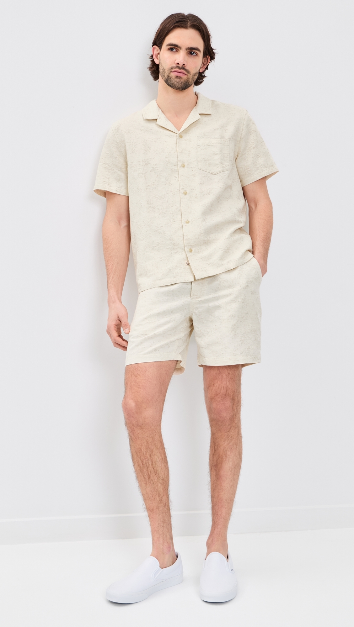 Jacquard Resort Shirt Natural/Tan