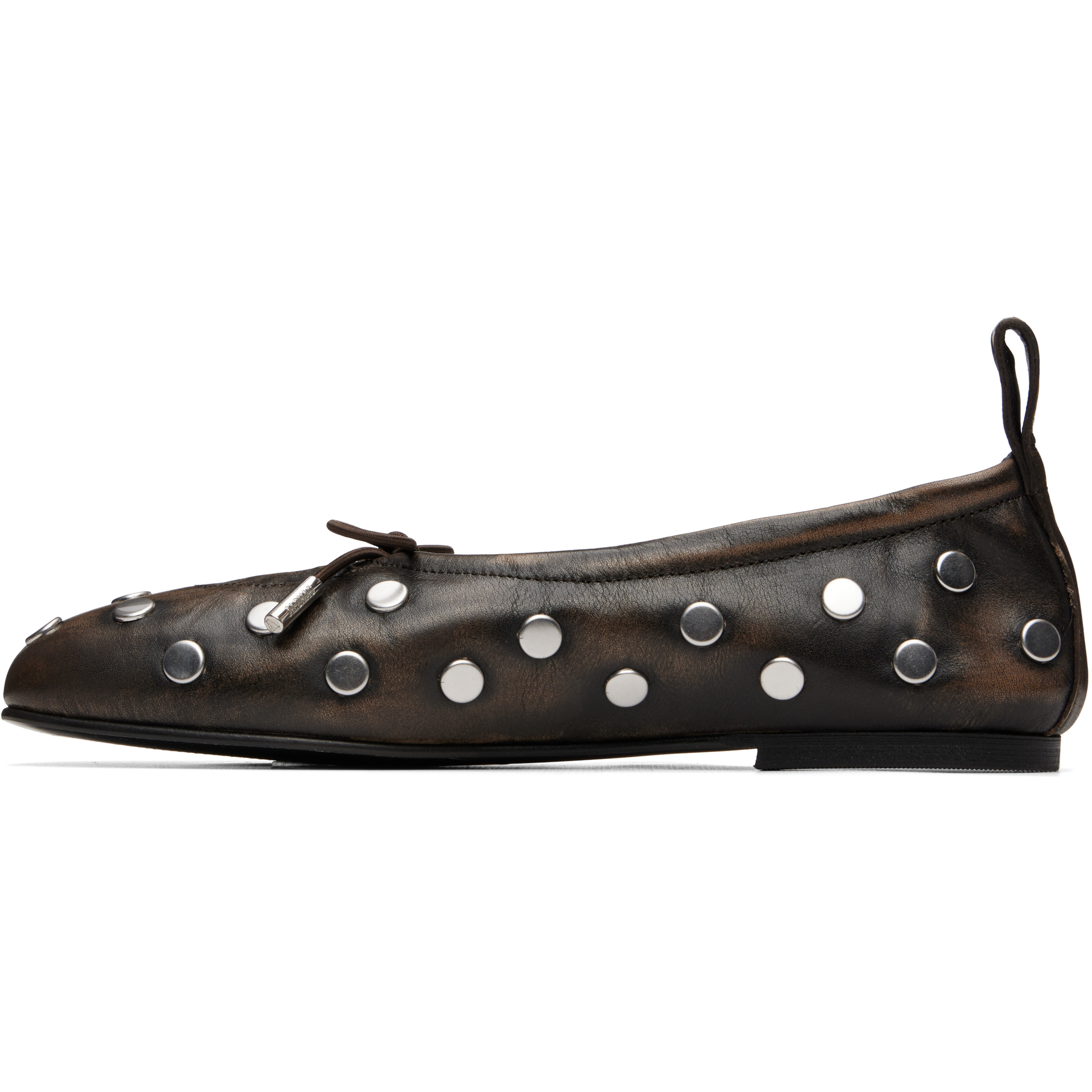 Brown Rosalind All Studs Vintage Effect Ballerina Flats