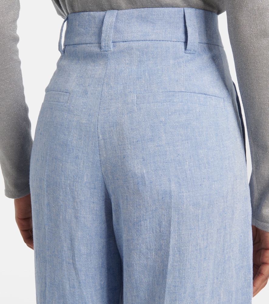 Linen-blend wide-leg pants