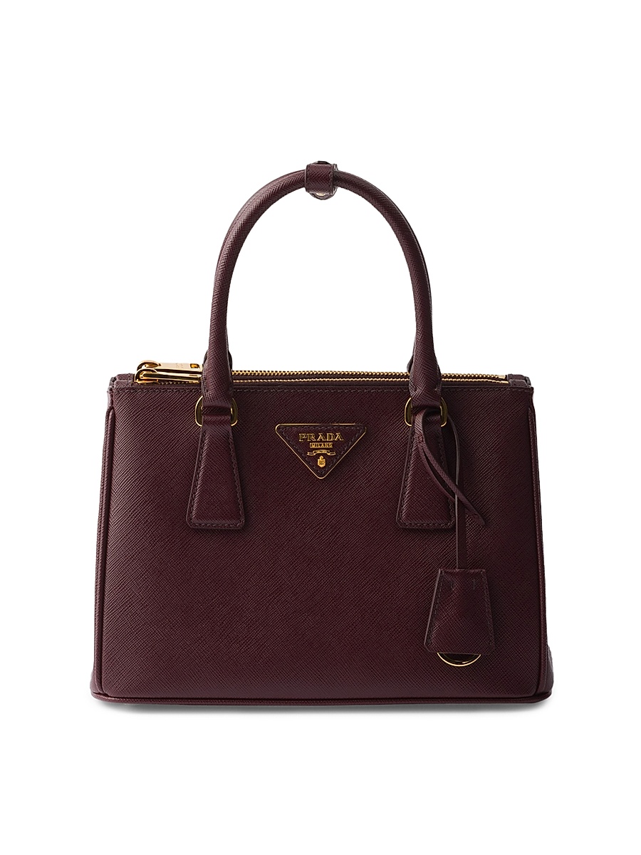 Women's Small Galleria Saffiano Leather Top Handle Bag - Dark Red