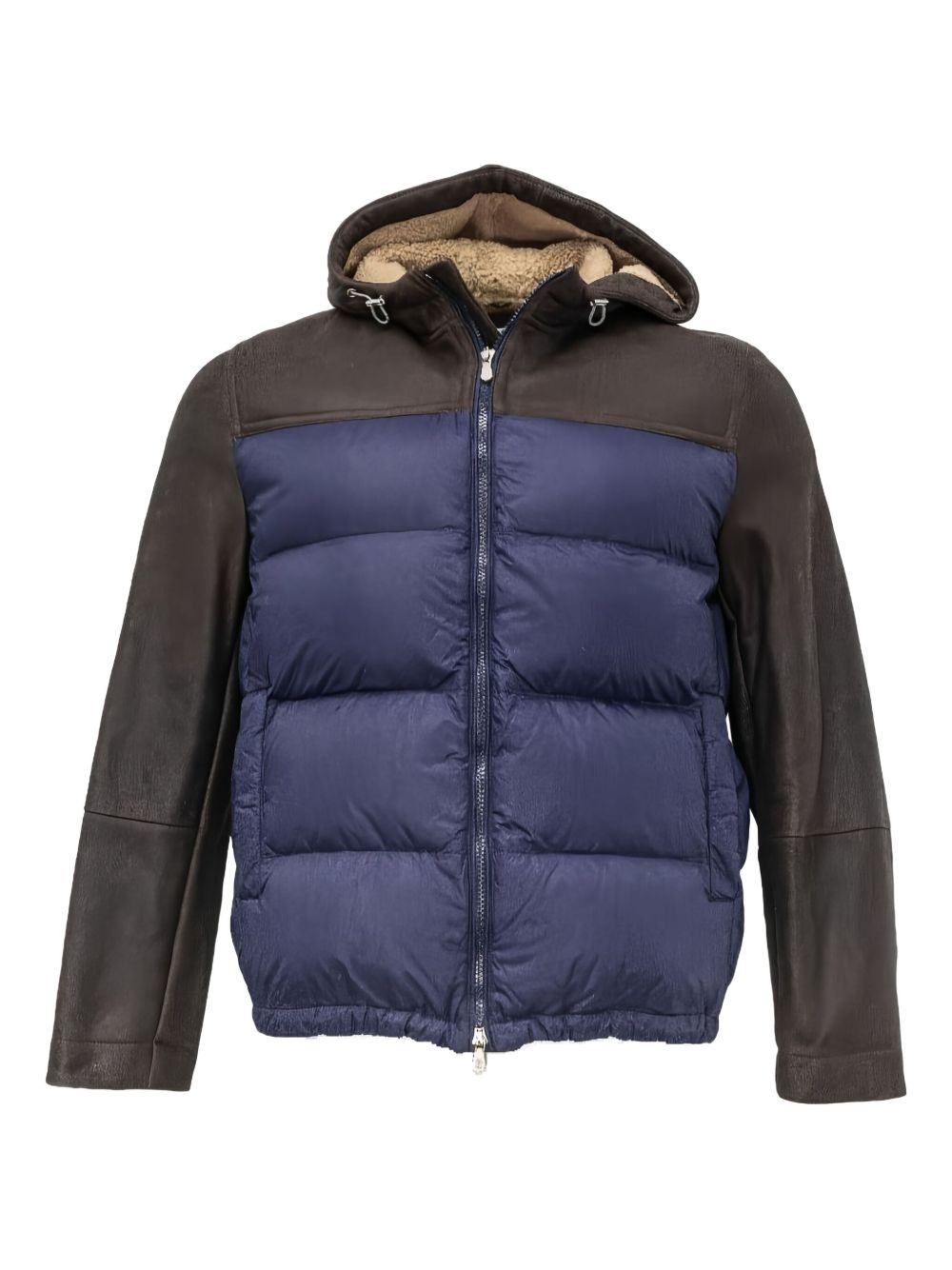 Brunello Cucinelli colour-block puffer jacket - Brown