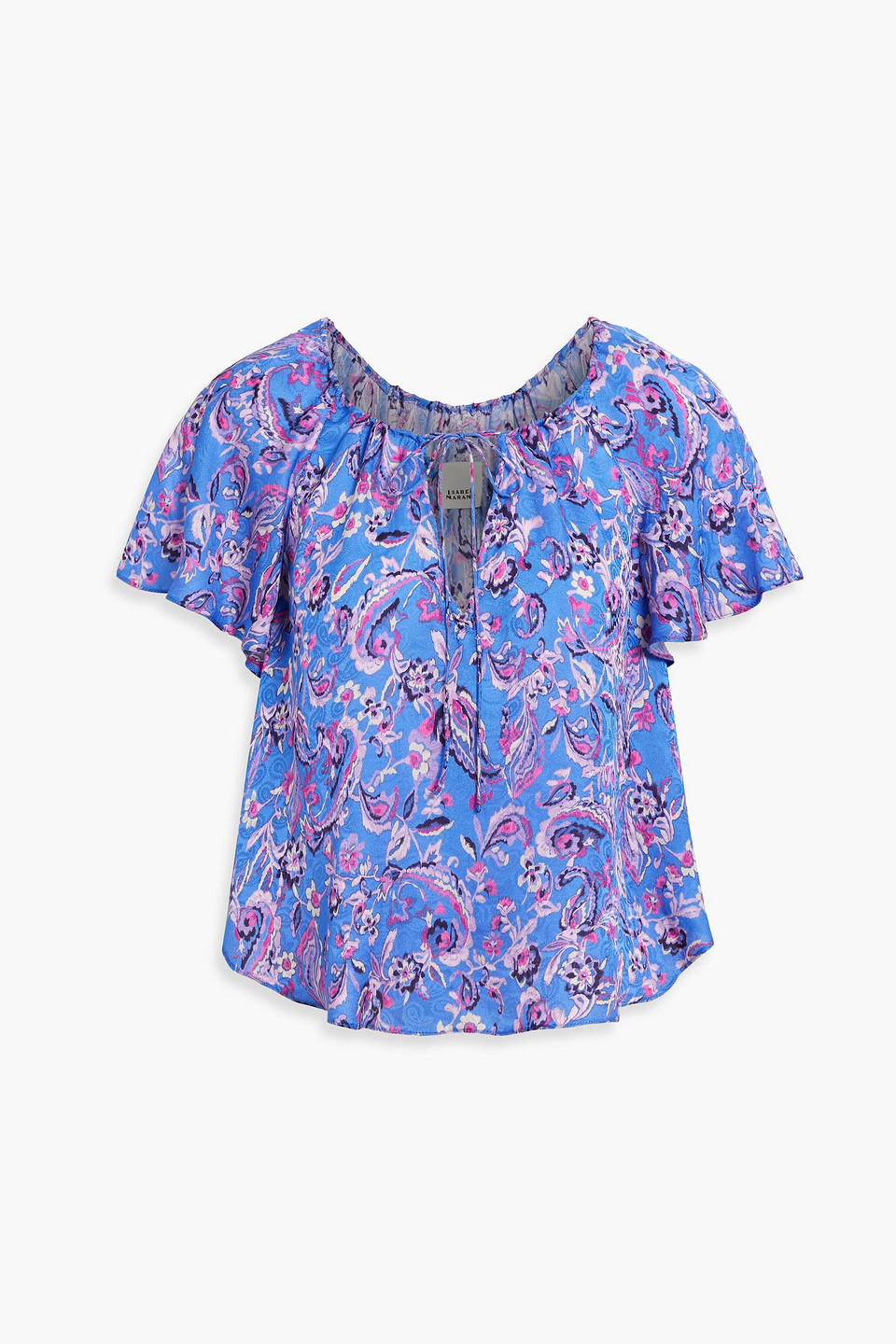 Penelope printed satin-jacquard top - Blue - FR 34