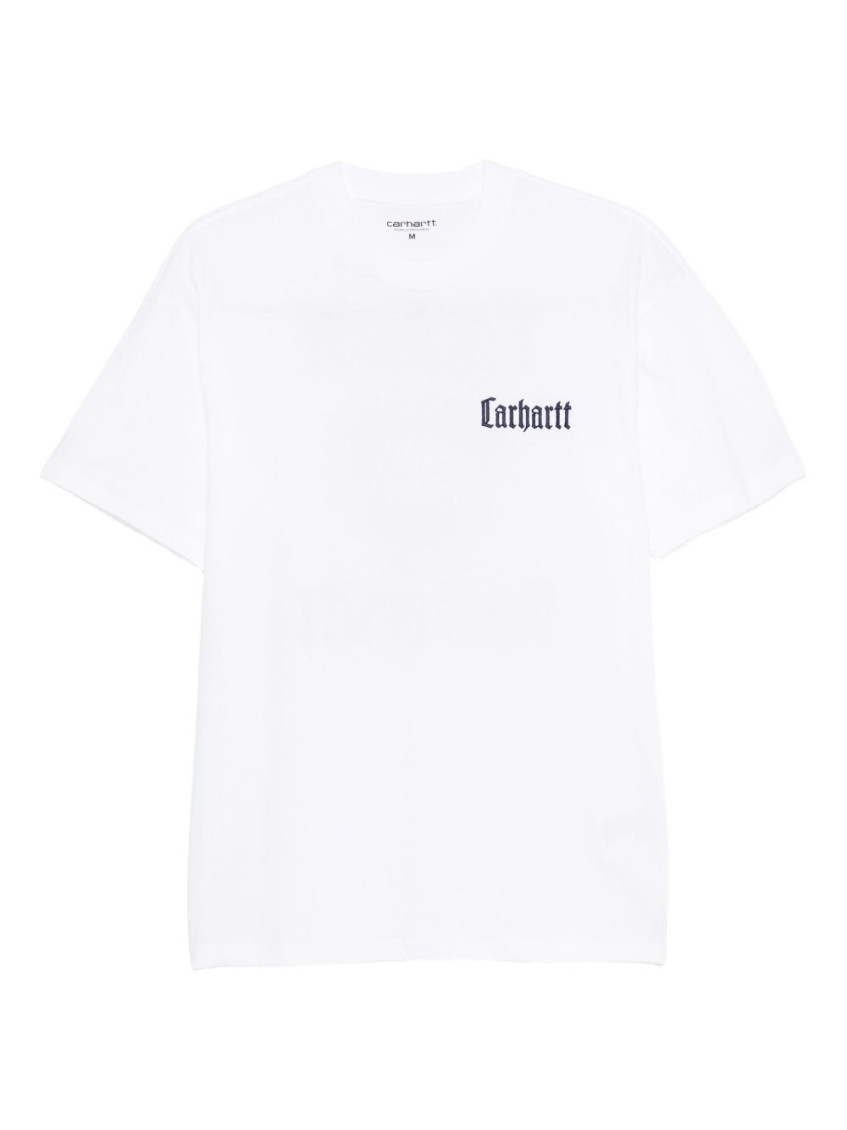 White Crewneck Logo Print T-shirt