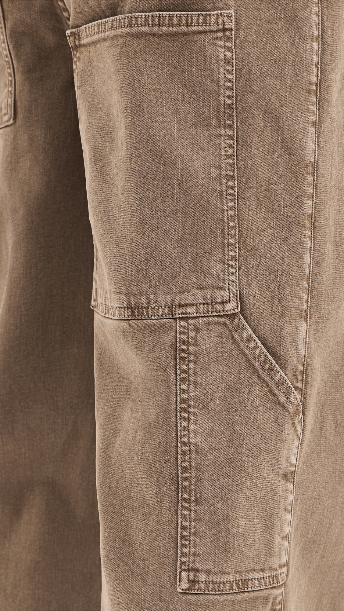 Garment Wash Stretch Twill Slouchy Carpenter Jeans Brown