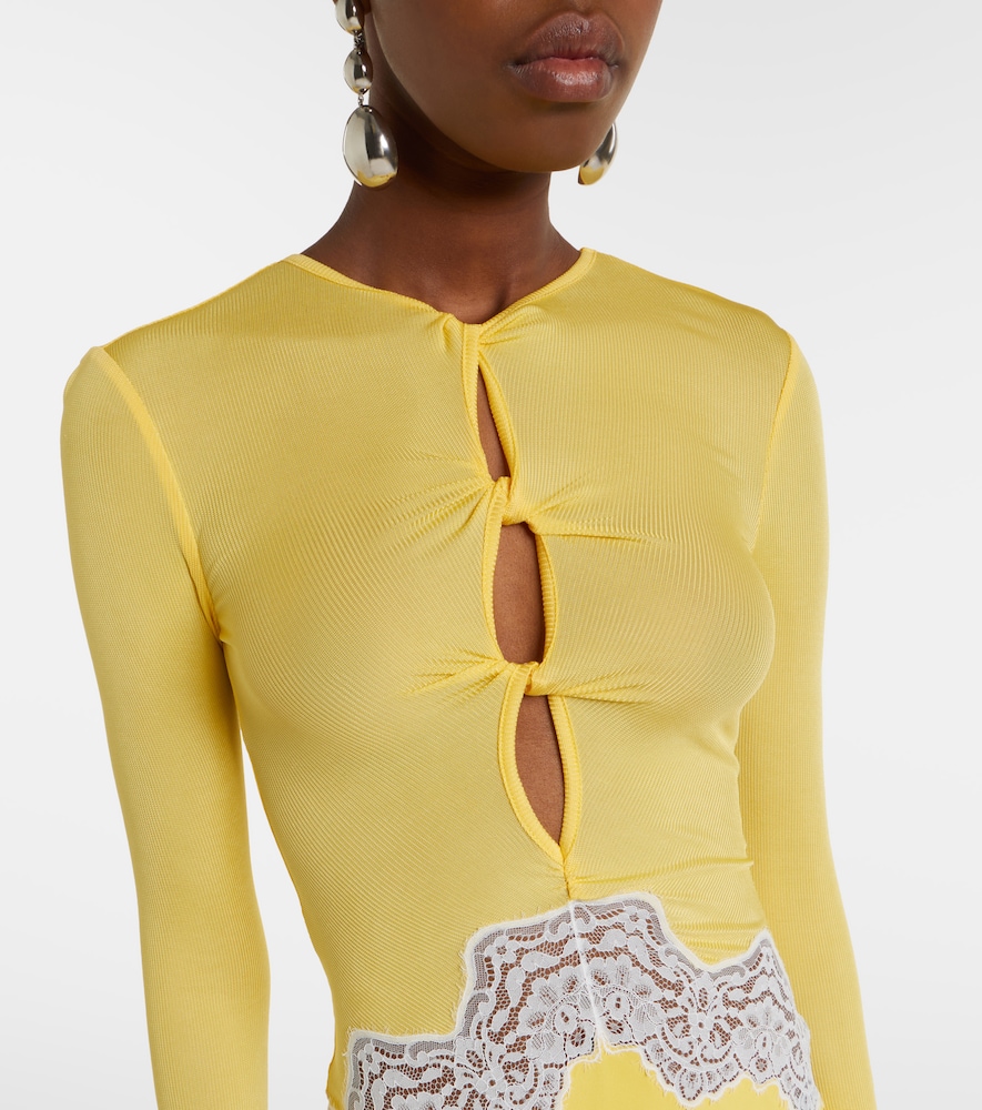 Verner cutout lace-trimmed jersey maxi dress