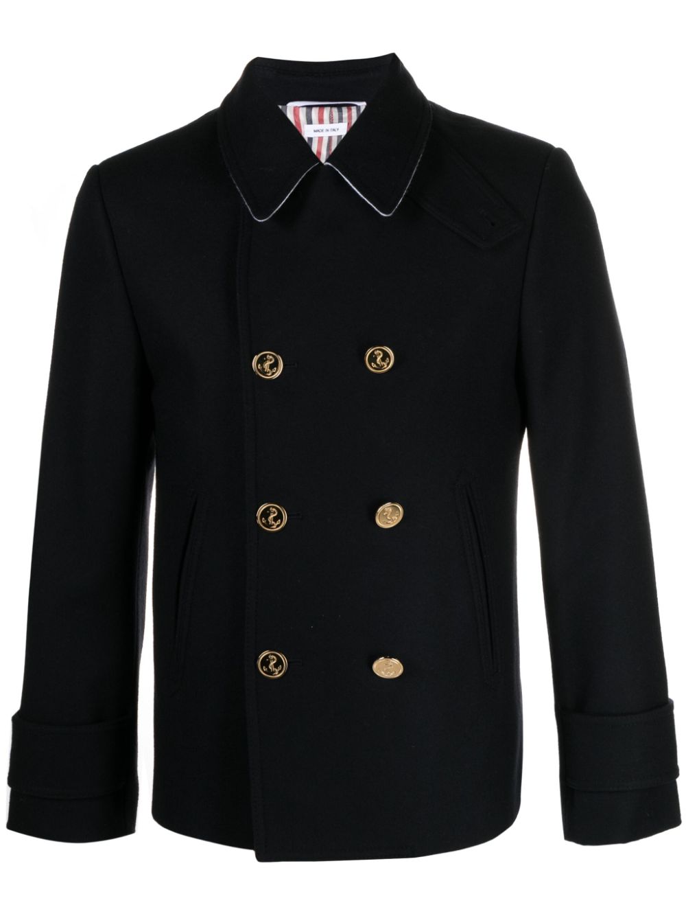Double-breasted wool peacoat - Blue