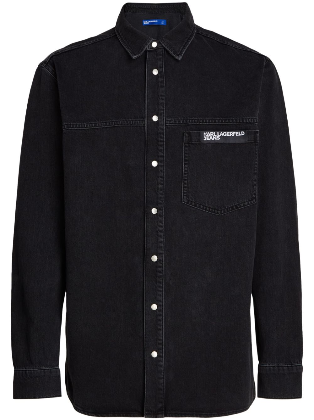 Logo-patch organic cotton shirt - Black