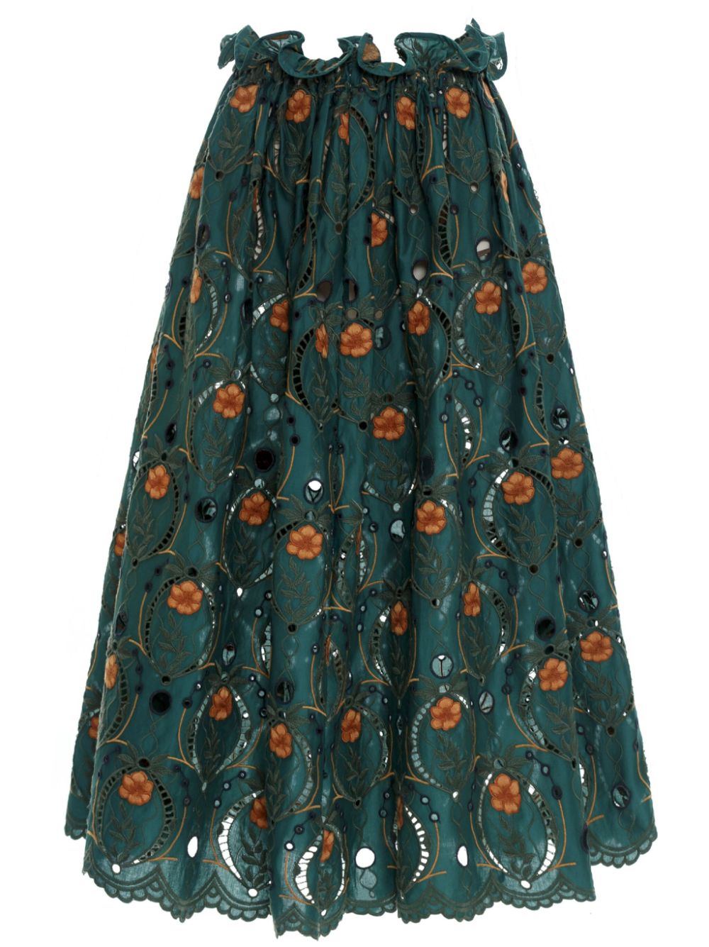 Regina embroidered-design skirt - Green