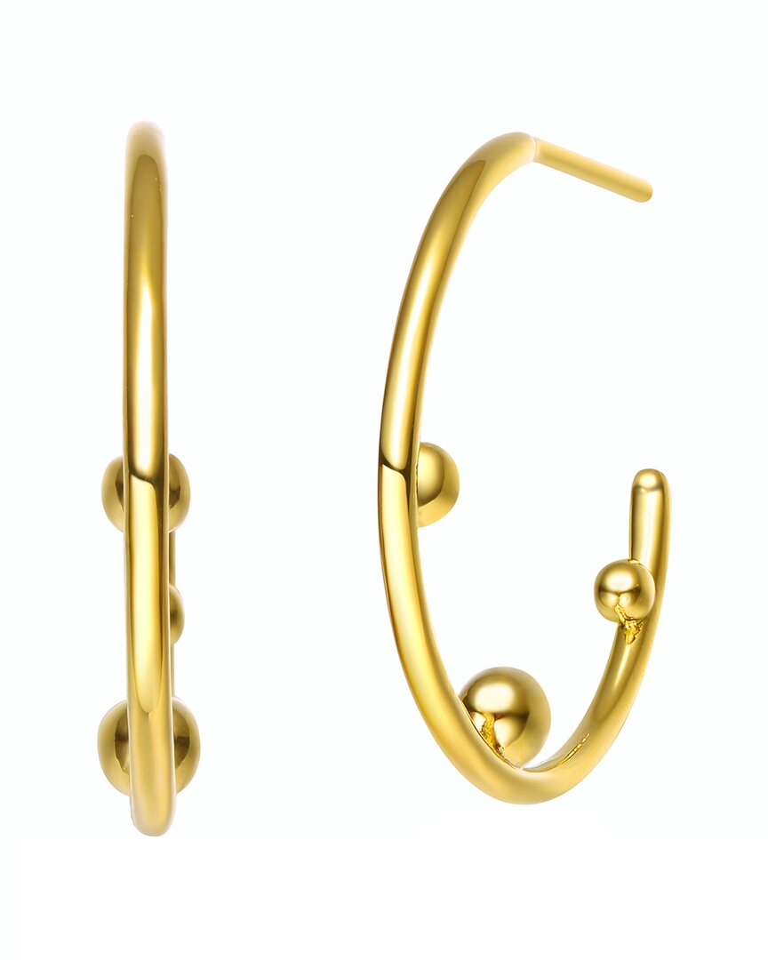 14K Plated Beaded Open Hoops