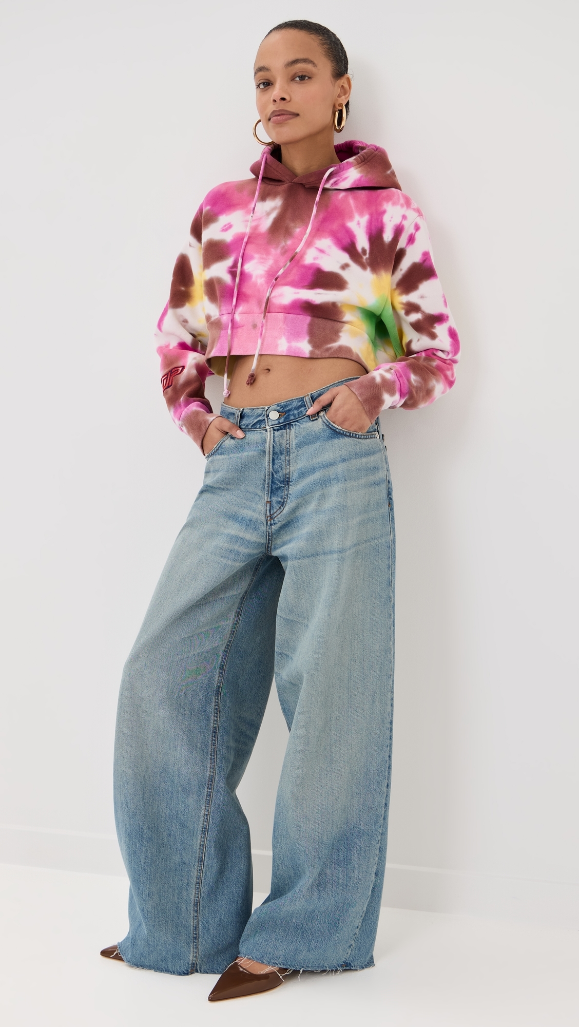 NBA Crop Hoodie Pink Tie Dye