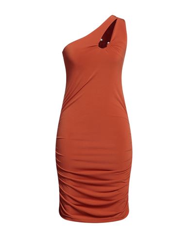 Woman Mini dress Brown Size M Viscose, Polyester, Elastane