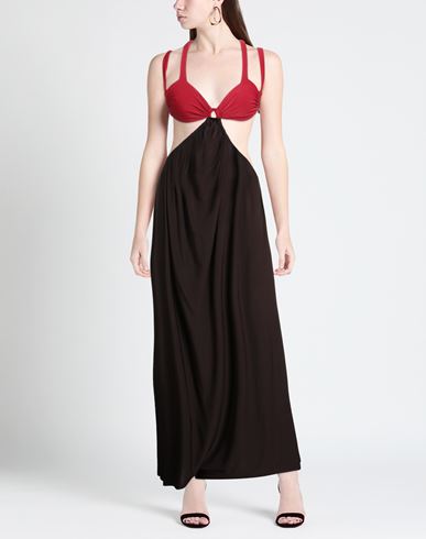 Siedrés Woman Maxi dress Dark brown Size L Polyester, Elastane