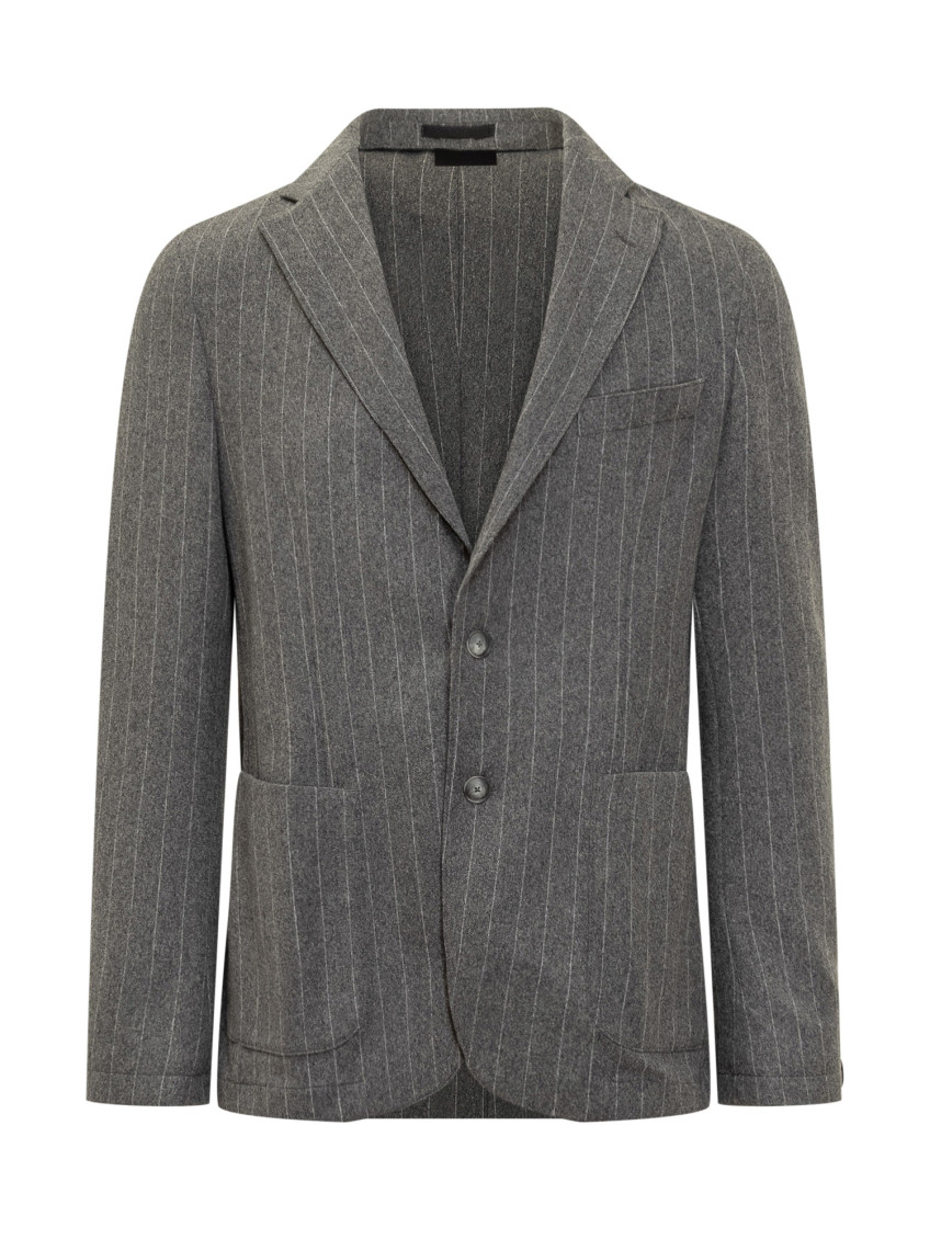 Dark Grey Notched Lapel Blazer