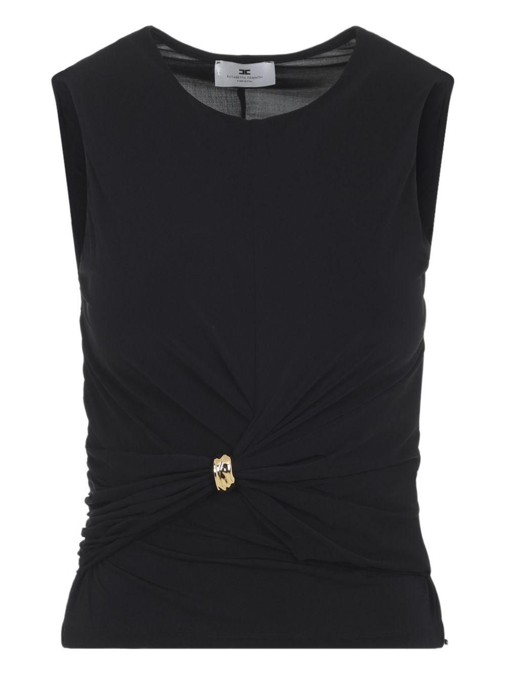Ruched Gold-Tone Hardware Tank Top — Black