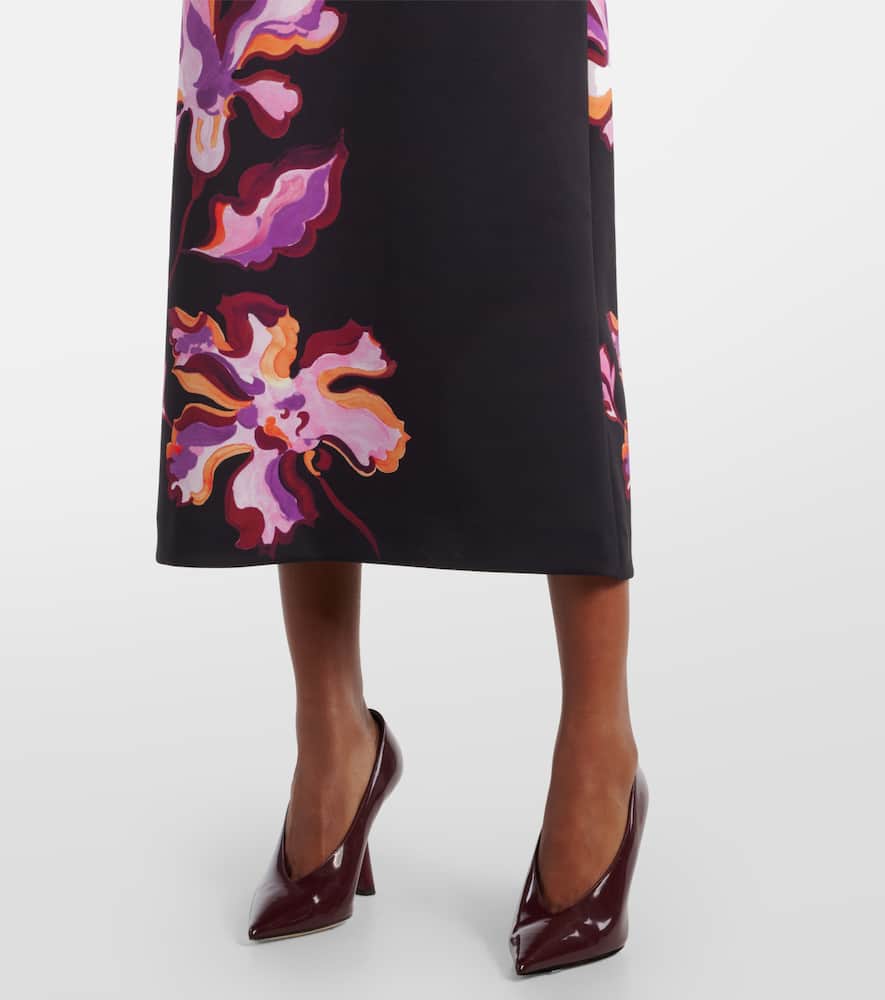 Floral neoprene midi dress