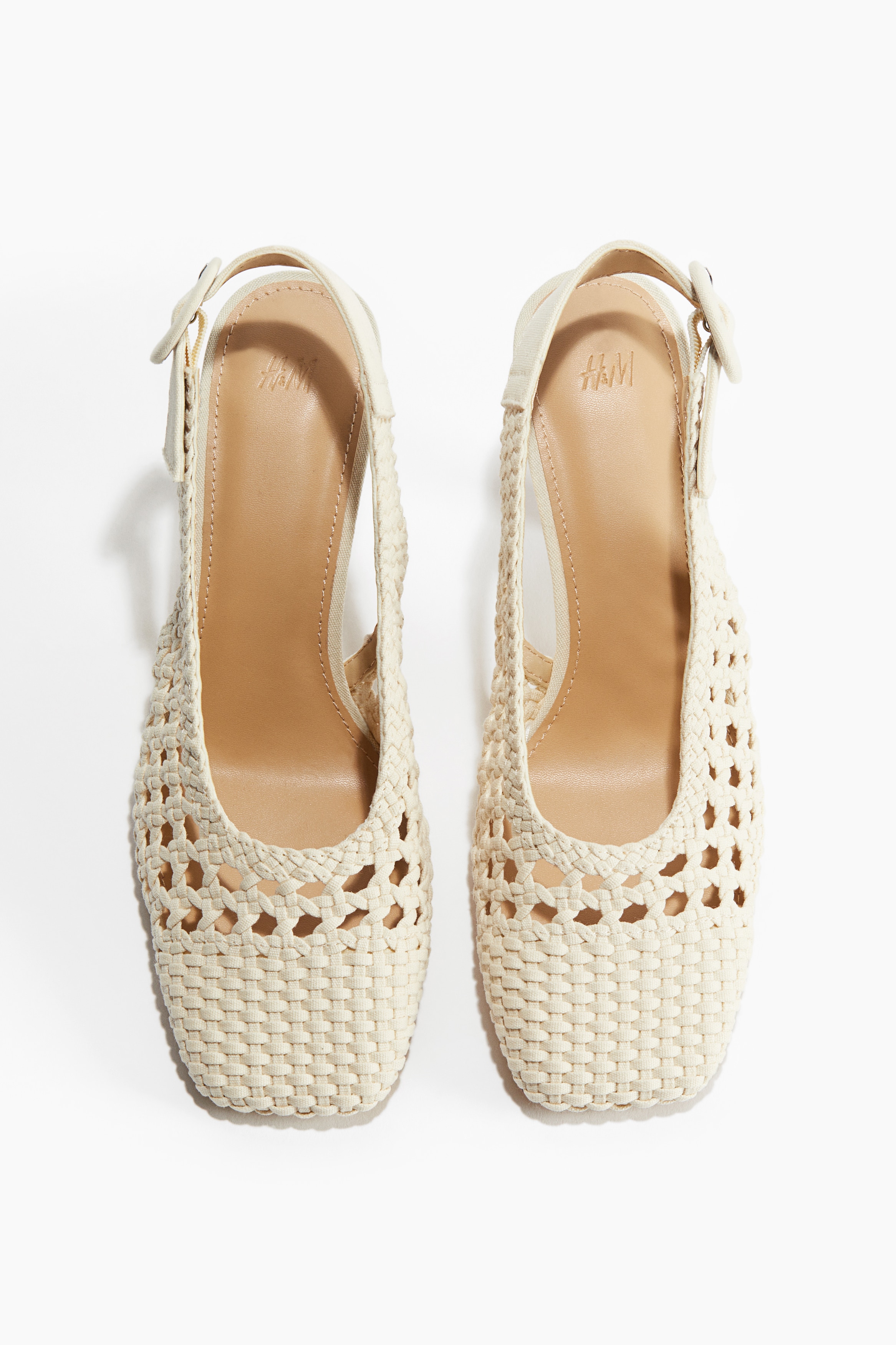 Braided Canvas Slingbacks - Beige