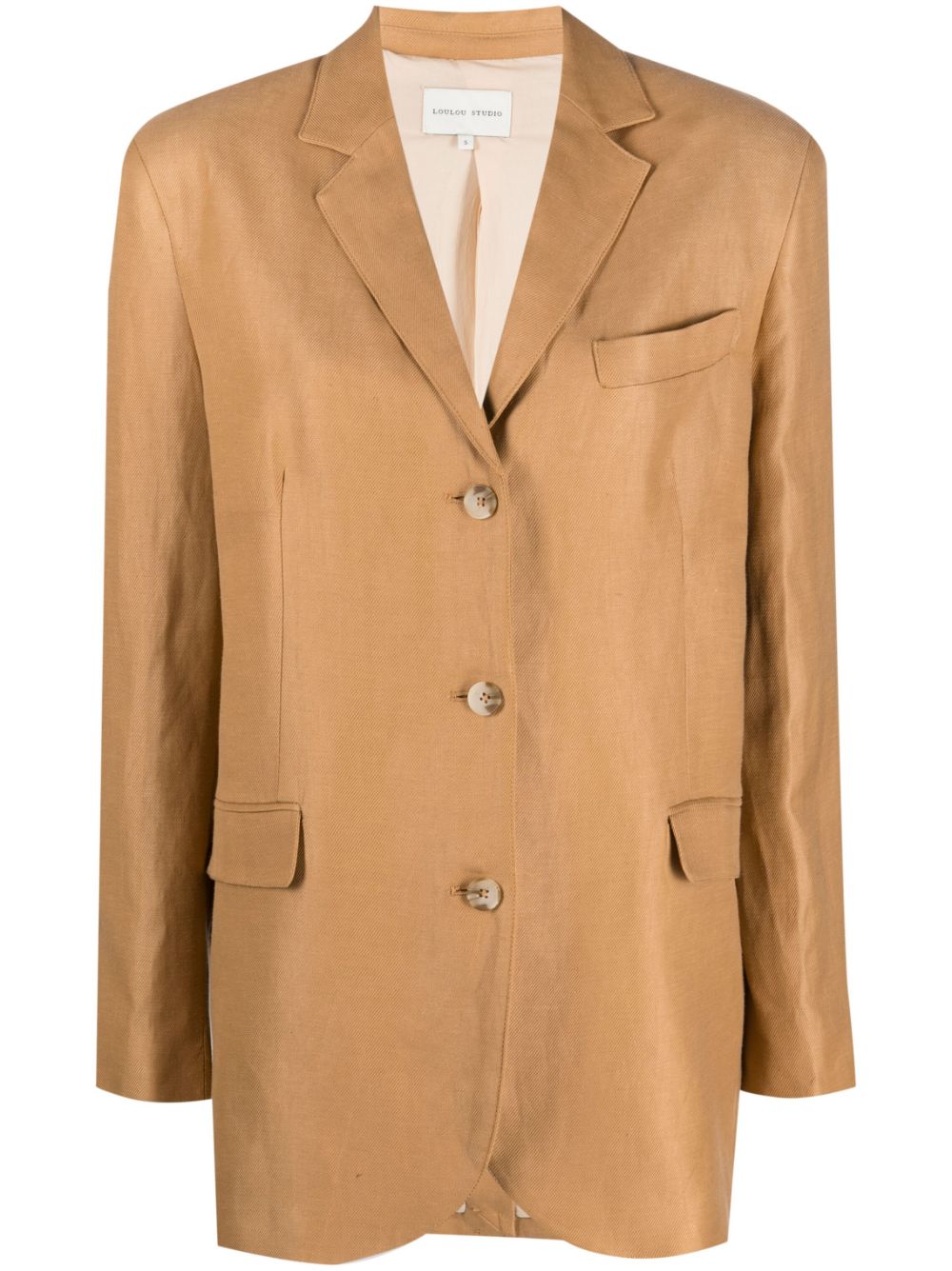 Single-breasted long-sleeved blazer - Brown