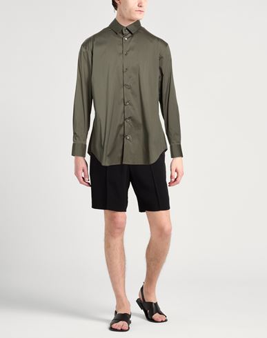 Man Shirt Military green Size 15 ½ Cotton, Polyamide, Elastane