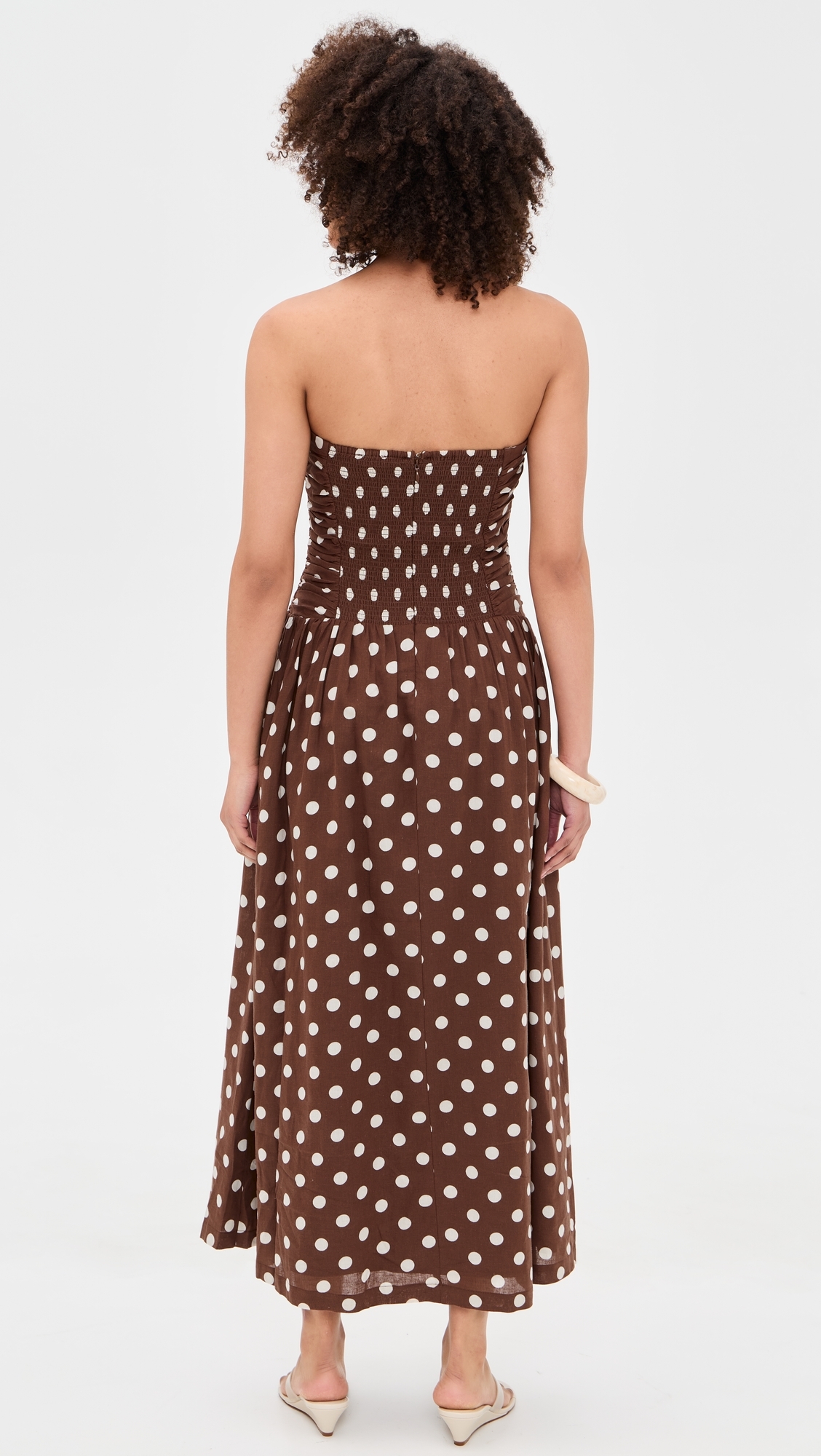 The Reina Maxi Dress Chocolate/Ecru Dot