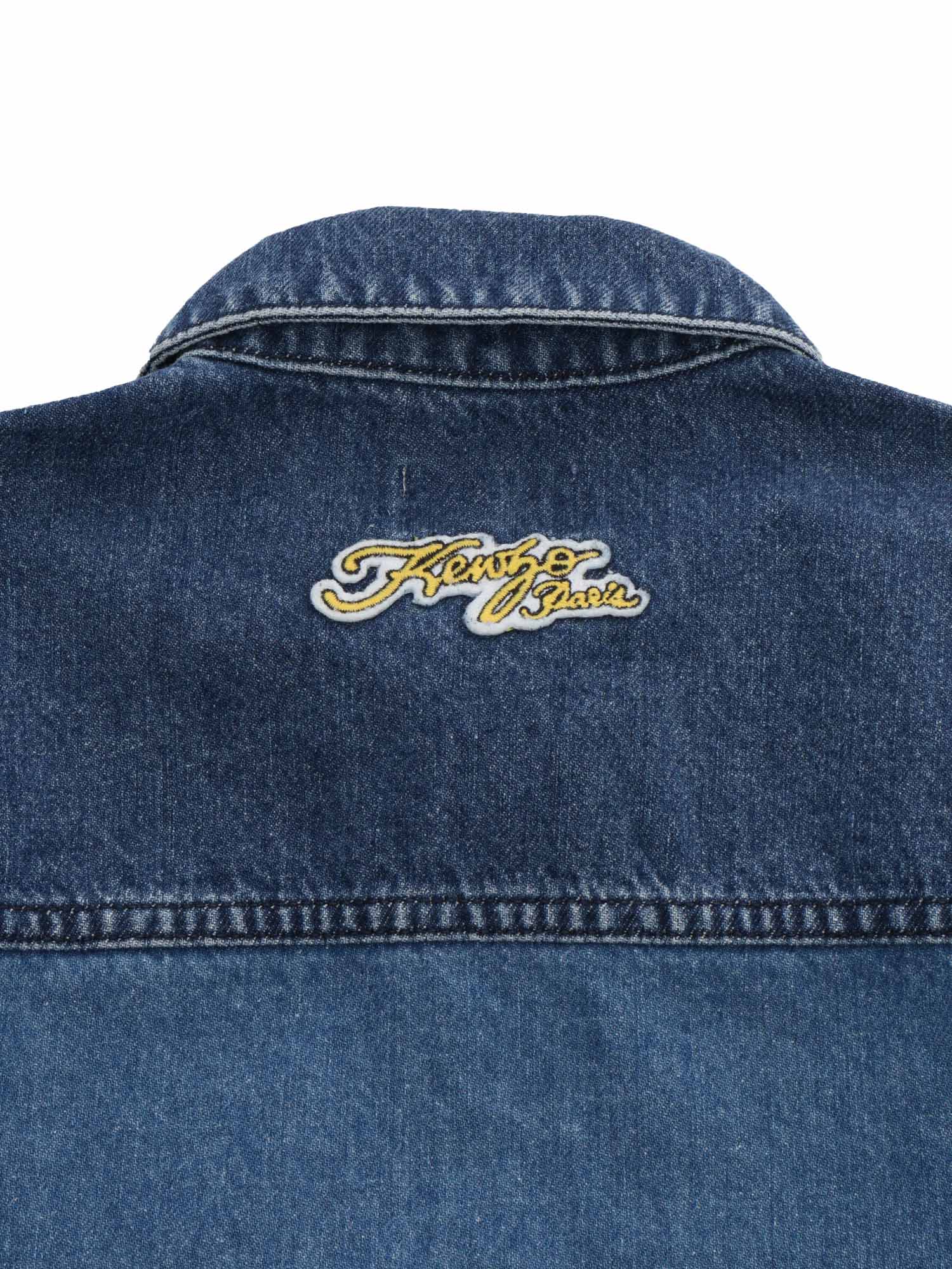 Logo-appliqué denim shirt jacket - Blue