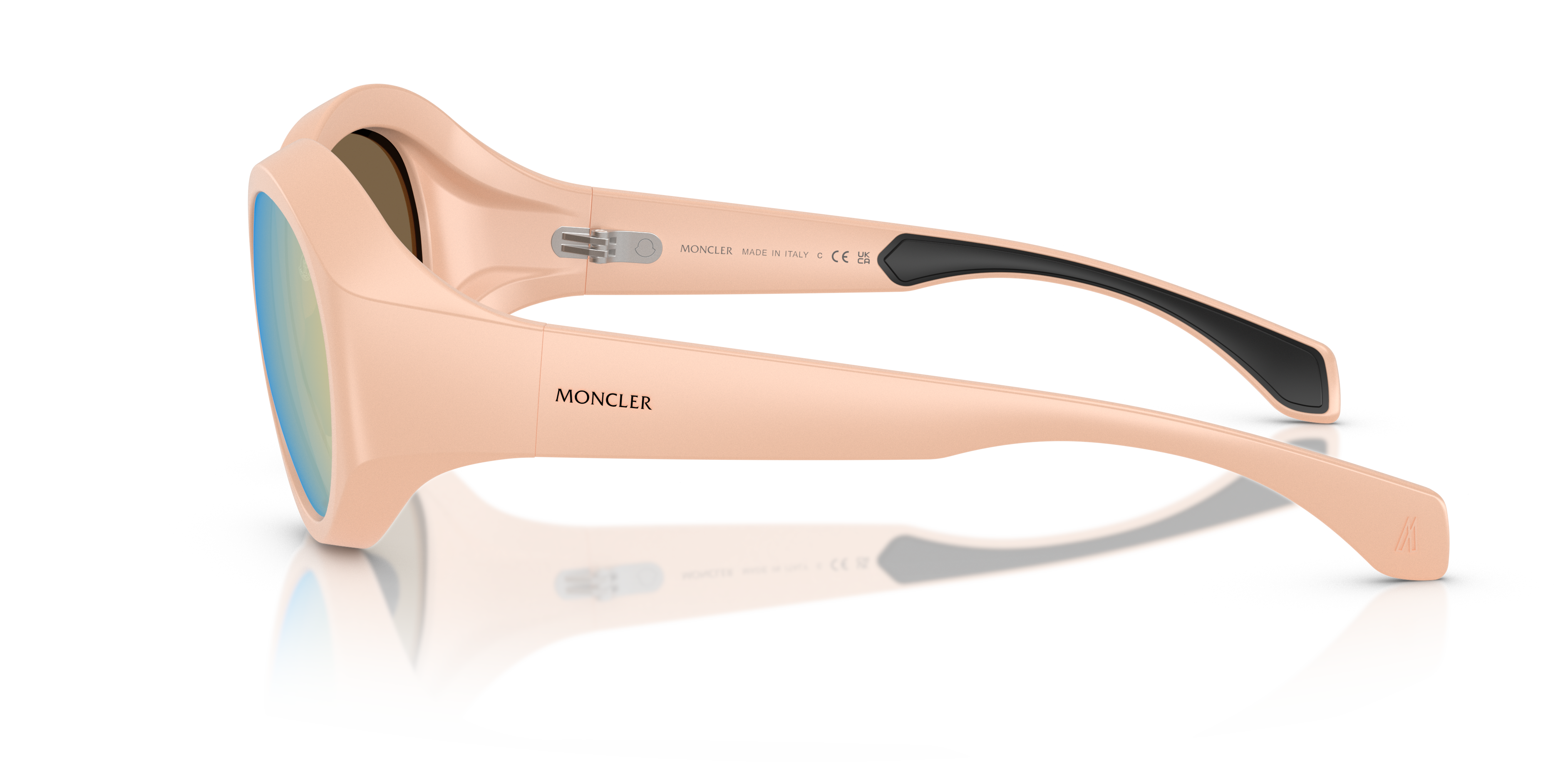 Moncler Unisex Moncler ME8005 FUTURO 50195A Sunglasses Injected Pink Brown Round Mirror