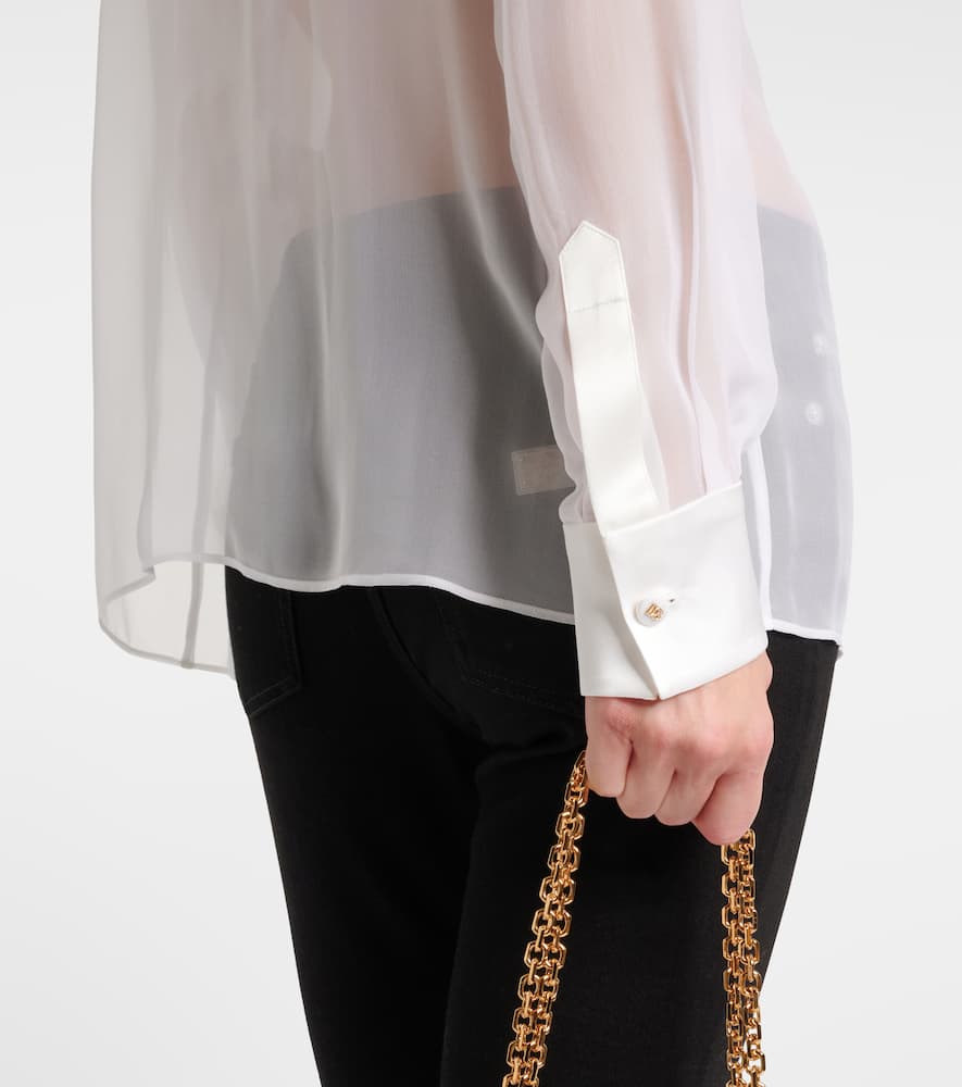 Bow-detail silk chiffon shirt