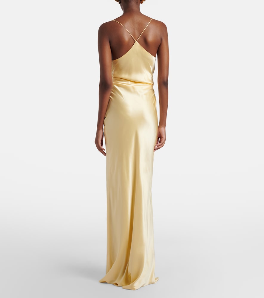 Draped silk satin gown