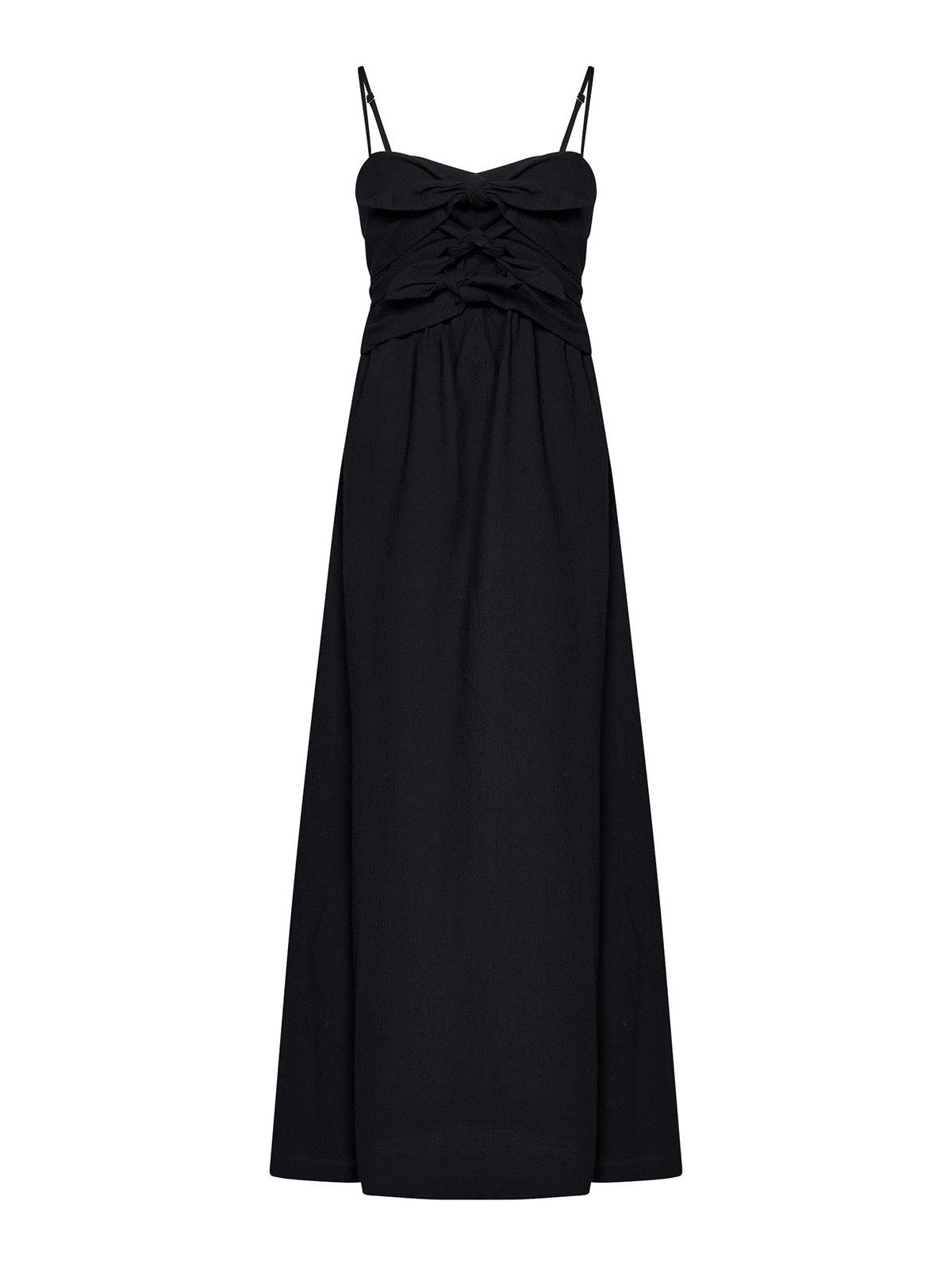 M. S.G. M. Long Black Textured Stretch Cotton Dress