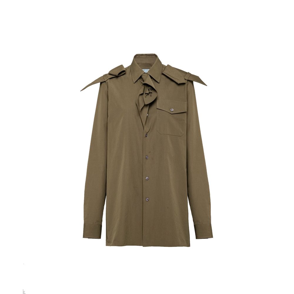 Cotton Shirt with Epaulettes Shirt — Green