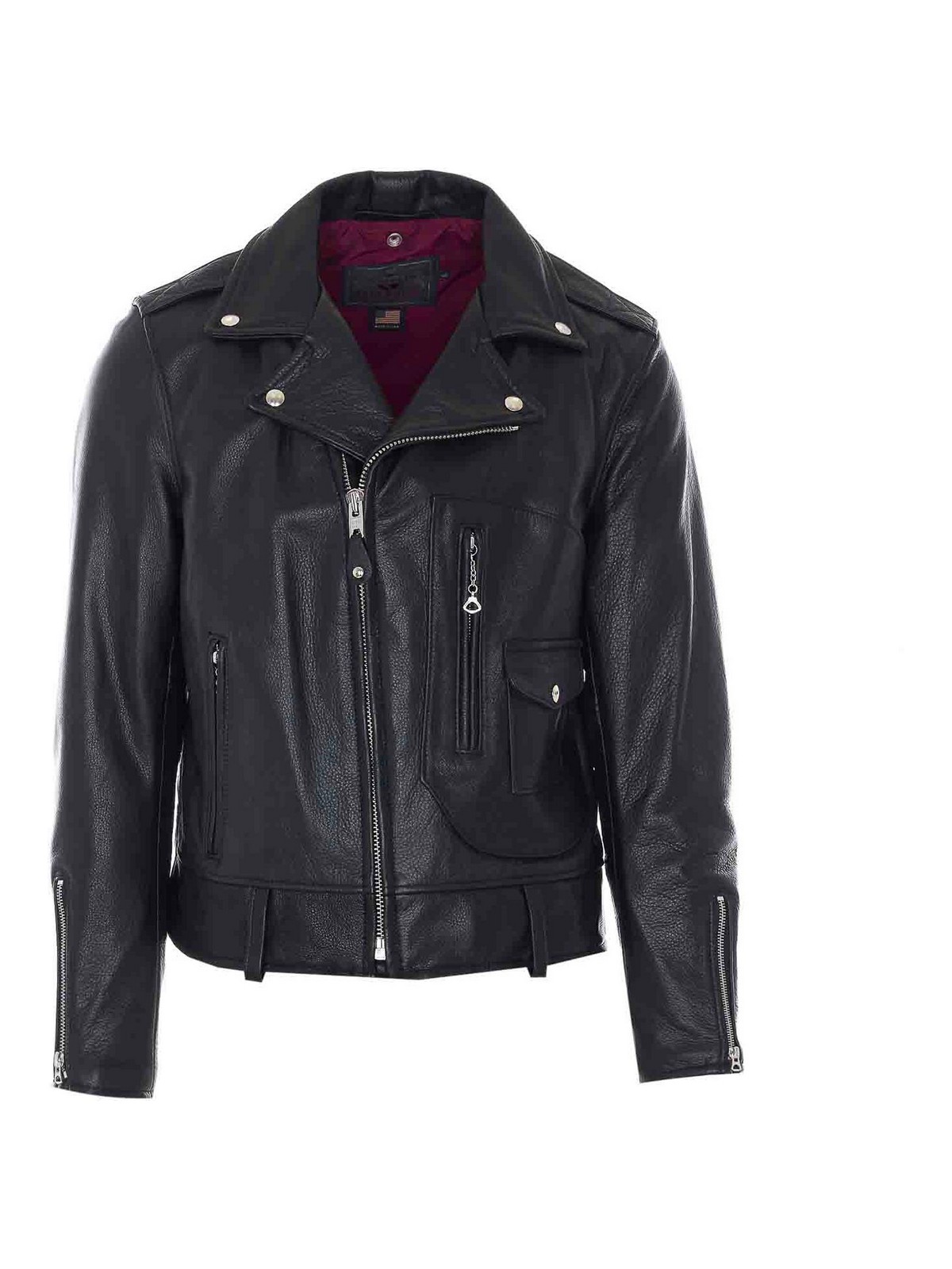 Schott - coat epaulettes lapel collar side pockets zipper