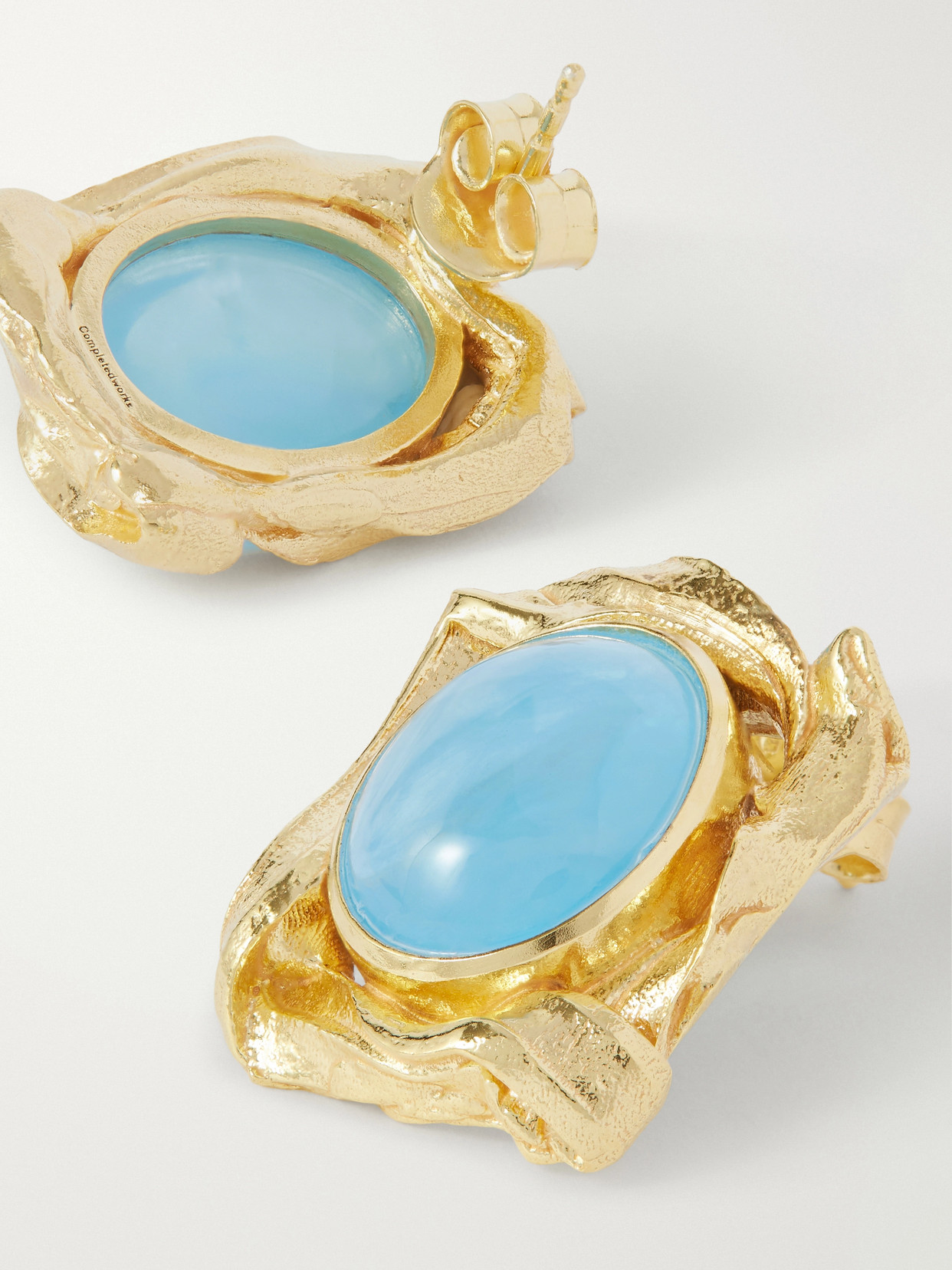 Gold-plated And Resin Earrings - Blue