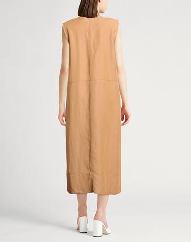 Woman Midi dress Camel Size 6 Viscose, Linen