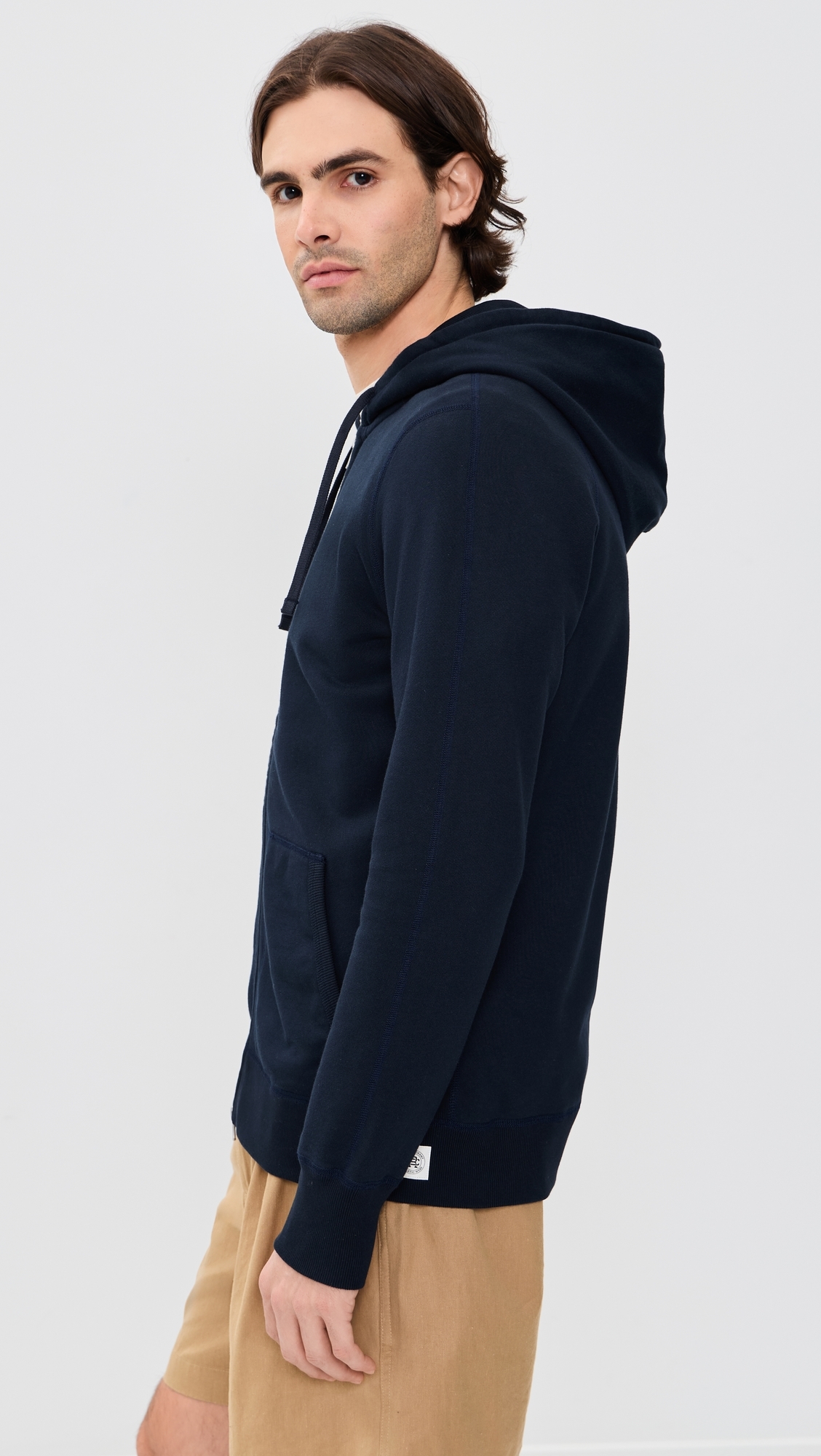 Midweight Terry Slim Zip Hoodie Navy