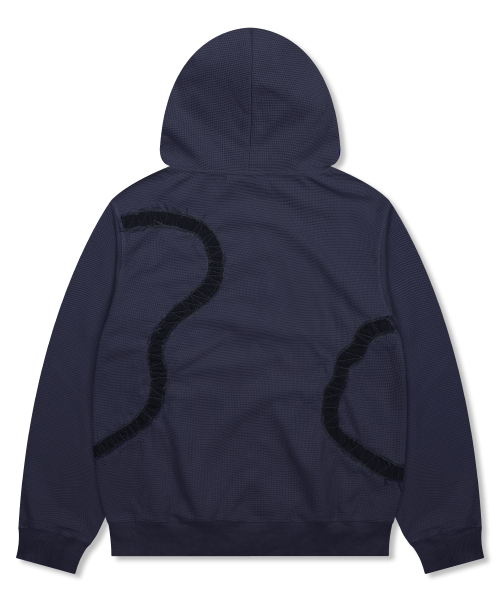 XTT151 Flow Applique Waffle Hoodie Zip-Up
