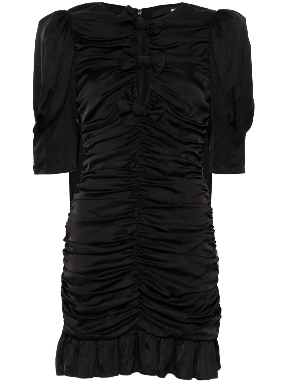 Ruffled satin mini dress - Black